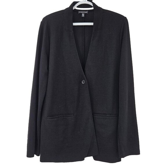 Eileen Fisher Tencel Ponte Stand Collar Blazer Jacket Black Women’s Size M - Picture 1 of 10